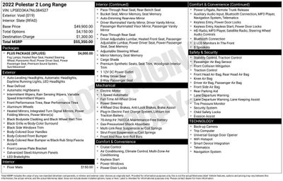 2022 Polestar 2 Long Range Dual Motor Panoramic Moonroof PLUS PKG NAVIGATION Long Range