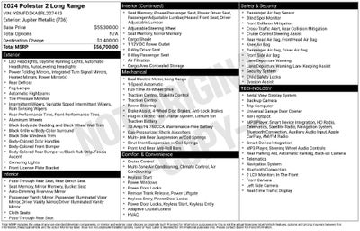 2024 Polestar 2 Long Range Dual Motor AWD Pilot Pkg Heated Seats Navigation Rear Camera