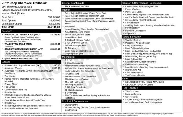 2022 Jeep Cherokee Trailhawk 4x4