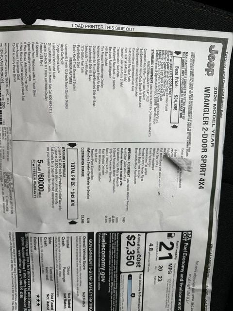 2026 Jeep Wrangler WRANGLER 2-DOOR SPORT