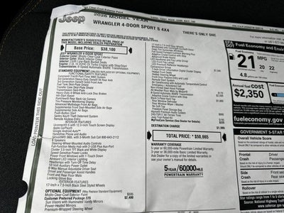 2026 Jeep Wrangler WRANGLER 4-DOOR SPORT S