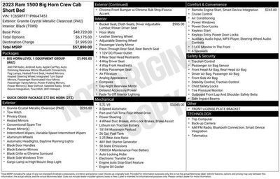 2023 RAM 1500 Big Horn Crew Cab 4x4 5'7' Box