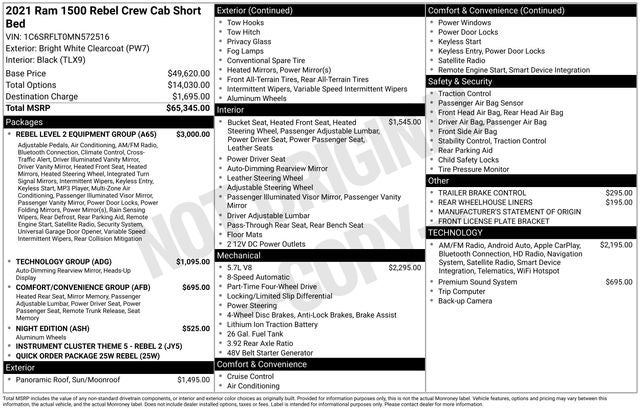 2021 RAM 1500 Rebel Crew Cab 4x4 5'7' Box