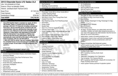 2012 Chevrolet Sonic 2LZ
