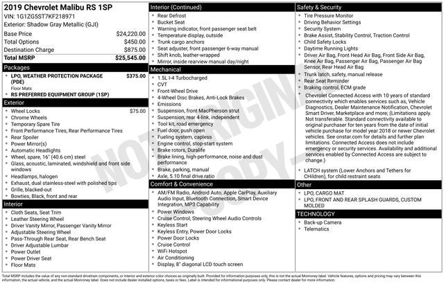 2019 Chevrolet Malibu RS