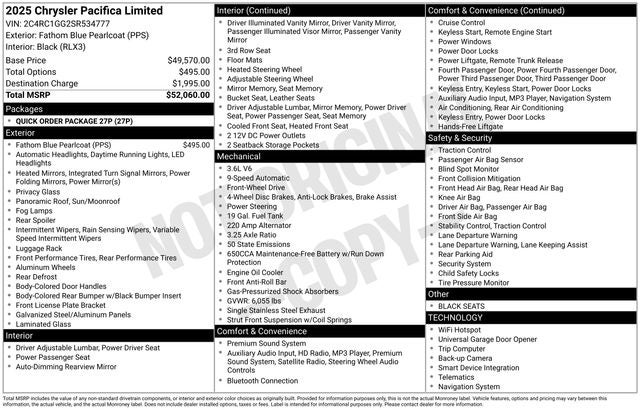 2025 Chrysler Pacifica Limited