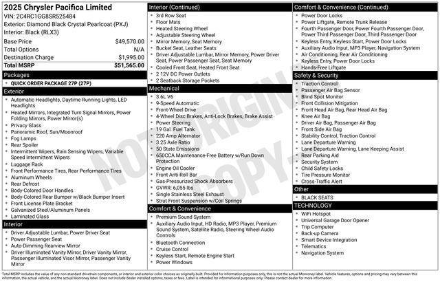2025 Chrysler Pacifica Limited