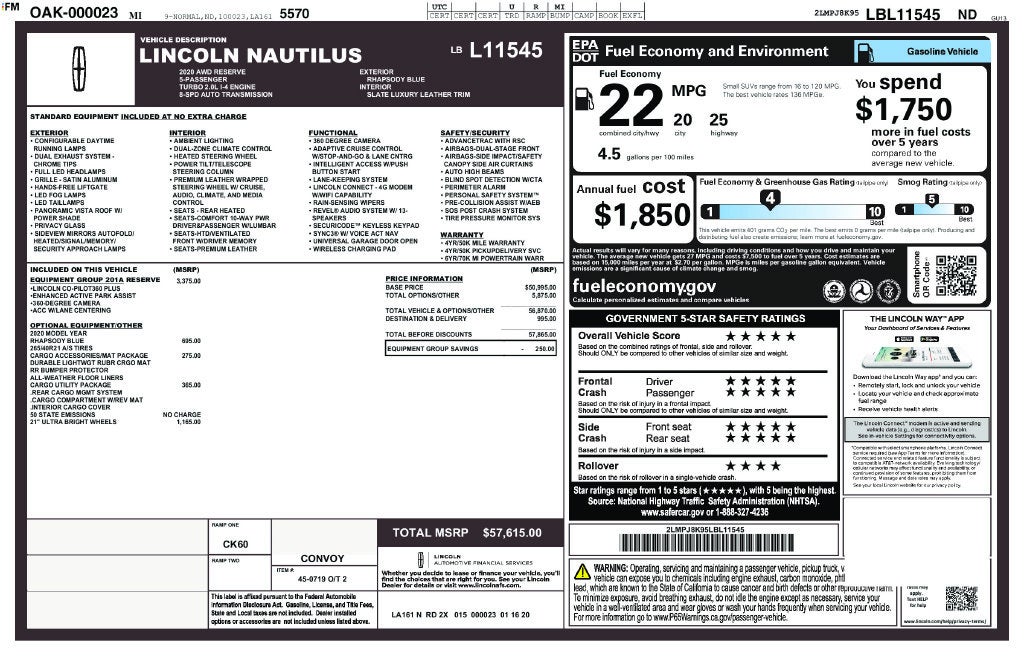 2020 Lincoln Nautilus Reserve