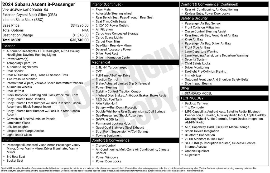 2024 Subaru Ascent Base