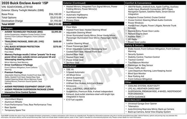 2020 Buick Enclave Avenir