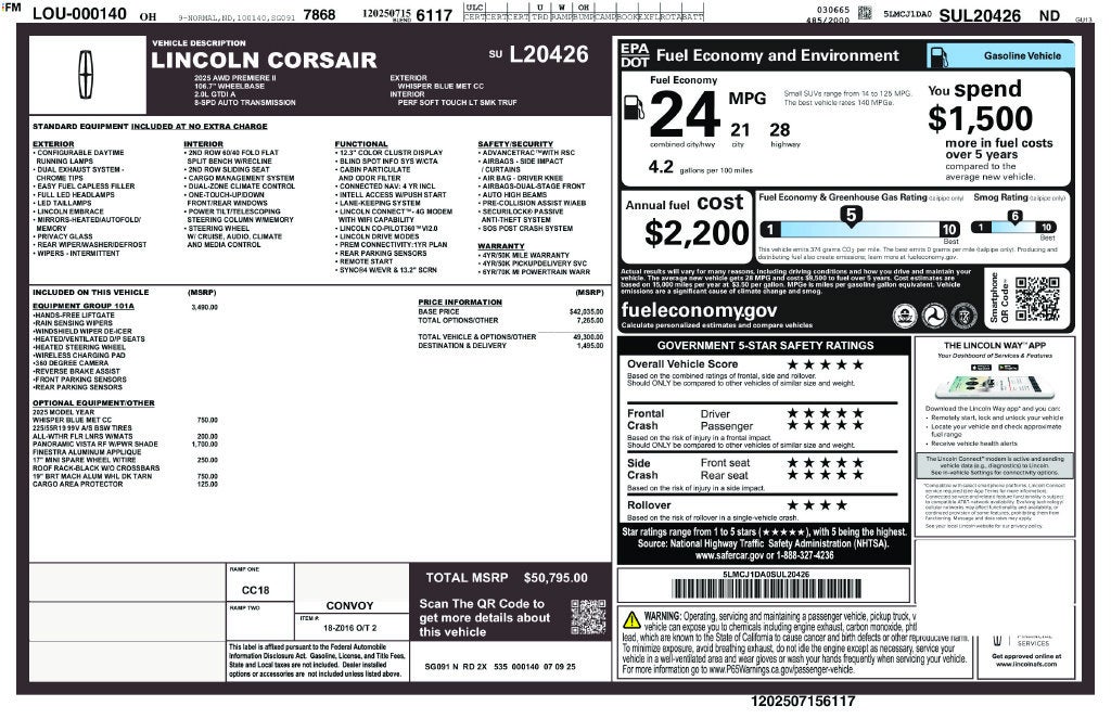 2025 Lincoln Corsair Premiere