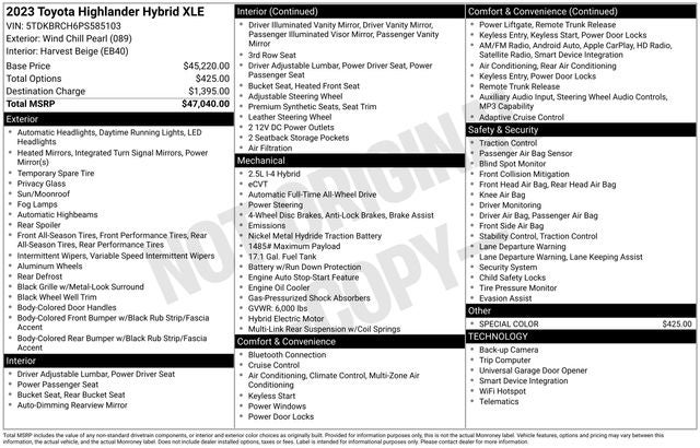 2023 Toyota Highlander Hybrid Hybrid XLE