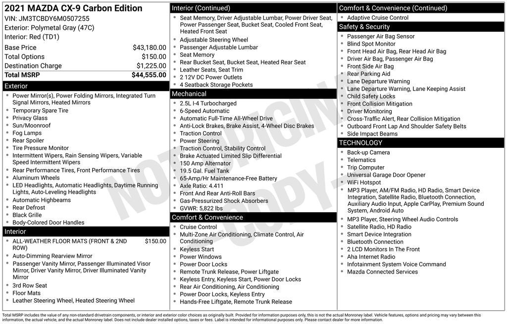 2021 Mazda Mazda CX-9 Carbon Edition